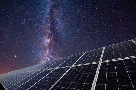 Solar photovoltaic panels and the Milky Way, Solar photovoltaic panels at night