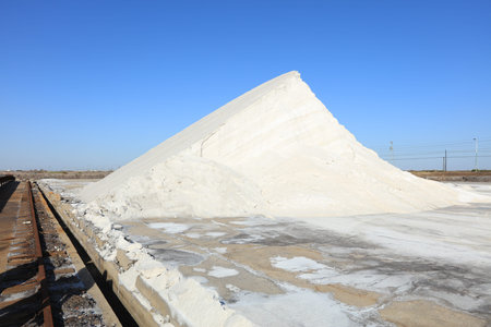 Sea salt production. machinery for the treatment of the salt, The equipment and salt stock of a salt...