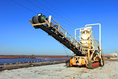 Sea salt production. machinery for the treatment of the salt, The equipment and salt stock of a salt...