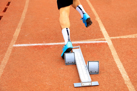 Sports meeting, the athlete sprint start, The sprinters are at the starting line