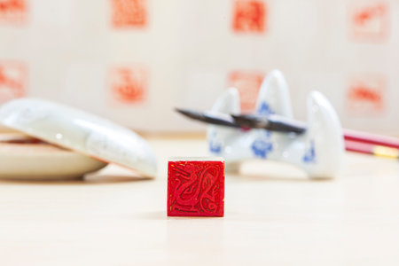 Chinese stone seal, China's traditional arts and craftsの写真素材