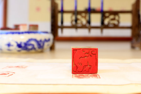 Chinese stone seal, China's traditional arts and craftsの写真素材