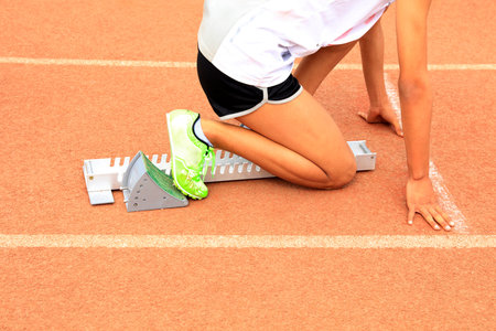 Sports meeting, the athlete sprint start, The sprinters are at the starting line
