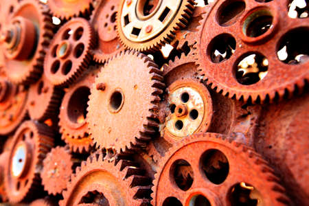 Rusty gears, rusty gears lined upの写真素材