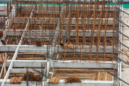 Workers work on construction sites, workers build residential buildingsの写真素材