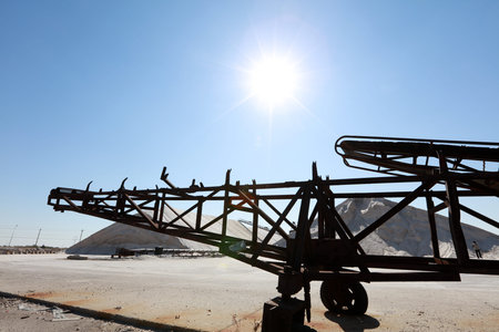 Sea salt production. machinery for the treatment of the salt, The equipment and salt stock of a salt...