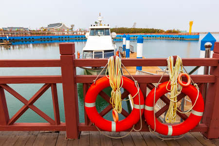 The boat is in the dock, the boat is moving, the yacht is in the dockの写真素材