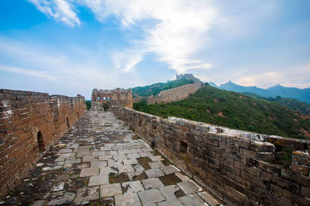 The Great Wall in China, The Great Wall and the beautiful clouds in the morningの写真素材