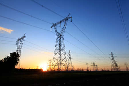 The silhouette of pylon, the pylon in the eveningの写真素材