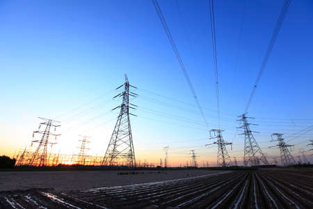 The silhouette of pylon, the pylon in the eveningの写真素材