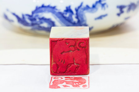 Chinese stone seal, China's traditional arts and craftsの写真素材
