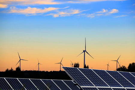 Wind turbines and beautiful sunsets