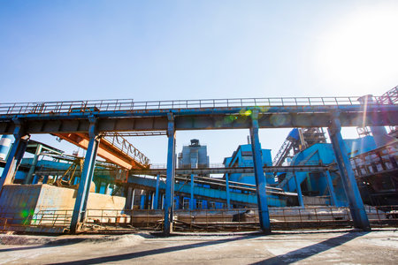 The workshop and equipment of the steel mill, Abandoned steel plant equipmentの写真素材