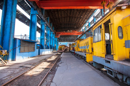 The workshop and equipment of the steel mill, Abandoned steel plant equipmentの写真素材