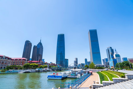Cityscape of Tianjin, China, City view of Tianjin, Chinaの写真素材