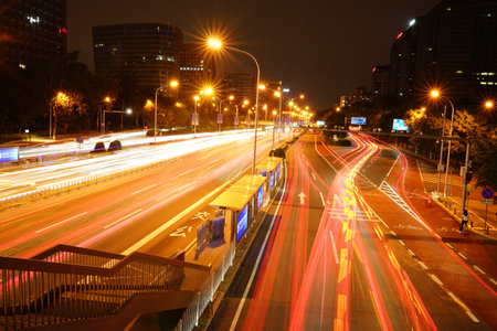 The night view of the city landscape in Beijing, China