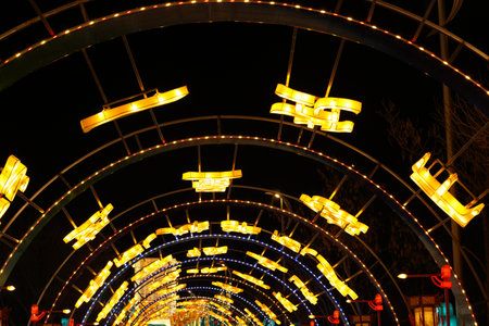 Chinese festive lanterns at night, Chinese traditional lanterns at night