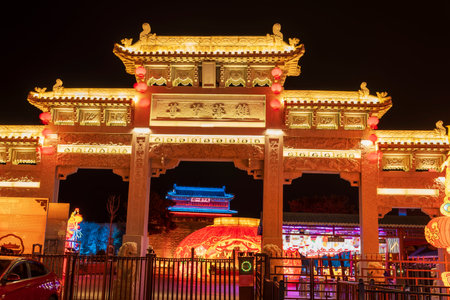 Shanhaiguan Great Wall at night, the great wall of shanhaiguan pass in china