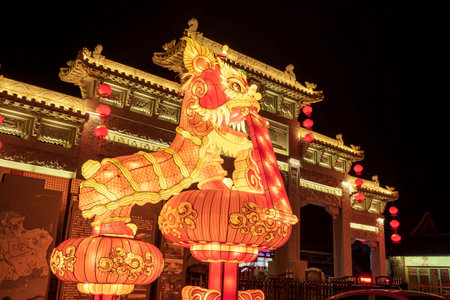 Chinese festive lanterns at night, Chinese traditional lanterns at night