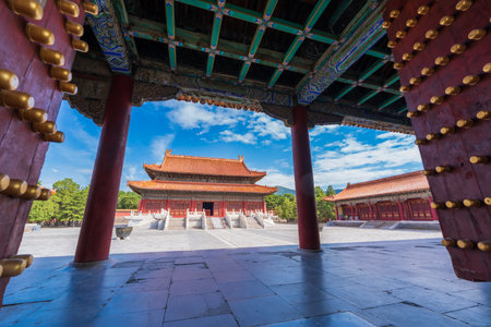 China in the qing dynasty emperor mausoleum, clear dongling, ancient chinese architectureの写真素材