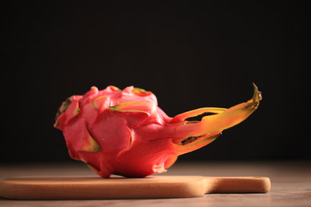 Dragon fruit, fresh pitaya on the tableの写真素材