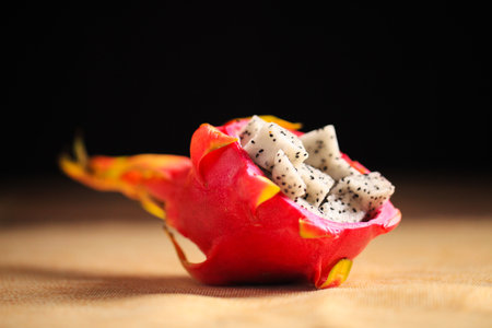 Dragon fruit, fresh pitaya on the tableの写真素材