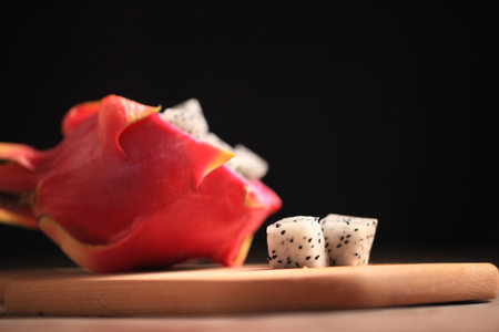 Dragon fruit, fresh pitaya on the tableの写真素材