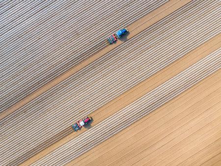 In spring, farmers use farm machinery to grow peanuts. Farmers use tractors to grow peanuts