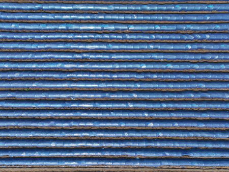 Land covered with plastic film. Seedlings are growing. Aerial photoの写真素材