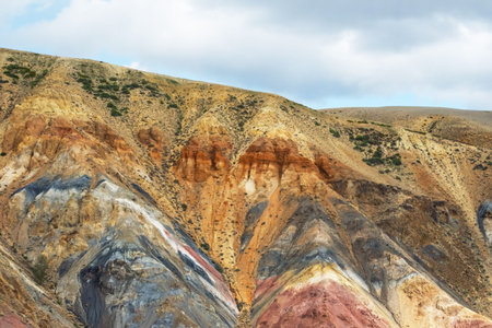 Colorful hills in Altai Republic, named Mars 2. Nature environment background. Natural colored...