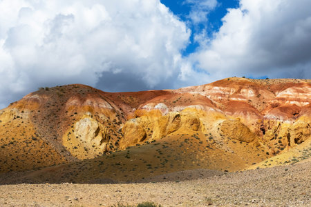 Colorful hills in Altai Republic, named Mars 1. Nature environment background. Natural colored...