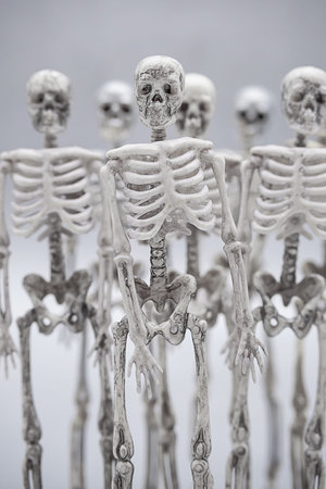 Halloween skeletons. party invitation template.
