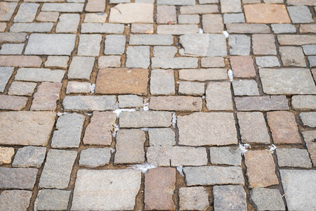 Road paving slabs pattern. Way paved with stones.の写真素材