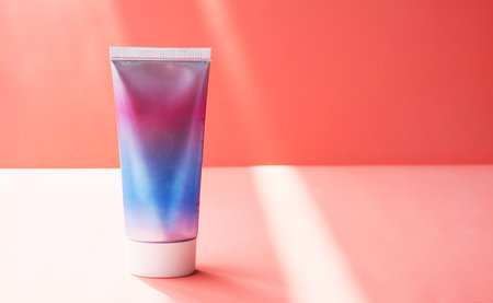 Cosmetic tube, skin care product mock up with light and shadow.の写真素材