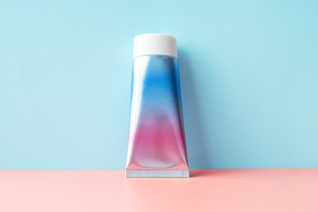 Cosmetic tube, skin care product mock up with light and shadow.の写真素材