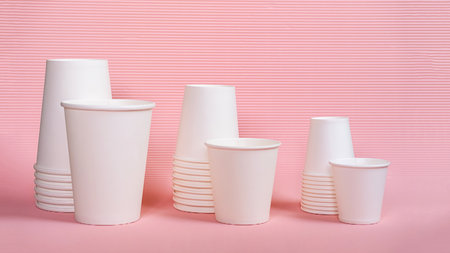Various sized to go coffee cups.の写真素材