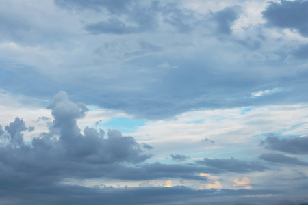 Atmospheric nightfall cloudscape. sky background.の写真素材