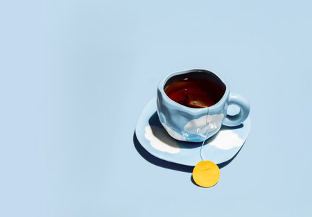 Teacup with teabag. teatime creative concepts.の写真素材