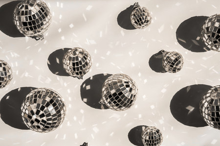 Shined disco balls ornament. Celebrations event background.の写真素材
