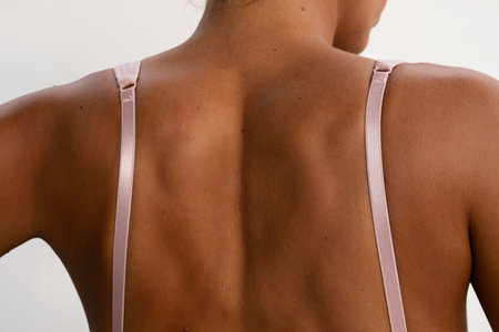 Unrecognizable woman. Females body part in lingerie.の写真素材