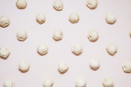 Pattern of raw dumplings. Frozen food.の写真素材