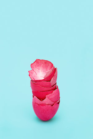Stack of Easter Egg Shells. Creative Greeting Card.の写真素材