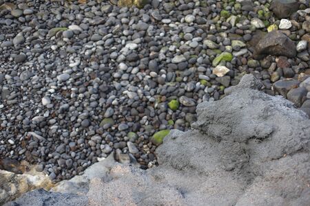 Nature background from gray sea pebbles. Beachの写真素材