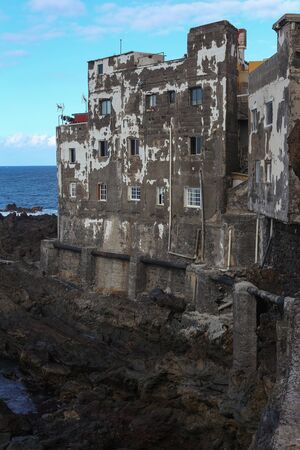 Scenery valley in Spain.Nature landscape.Travel adventures and outdoor lifestyle.Masca valley.Canary island.Scenic mountain landscape.Cactus,vegetation and sunset panorama in Tenerifeの写真素材