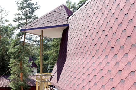 Fragment of tile texture roof for background. Closeup detail.の写真素材