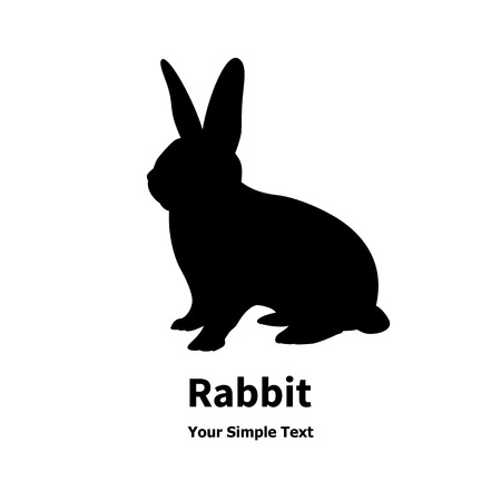 Vector illustration of a black rabbit isolated on white background.のイラスト素材