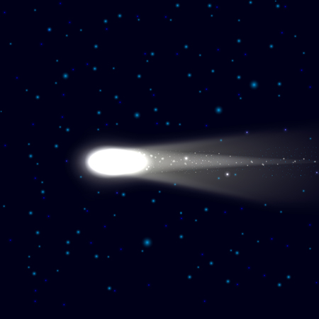 Vector illustration of a comet, stars, the cosmos. White Comet.のイラスト素材