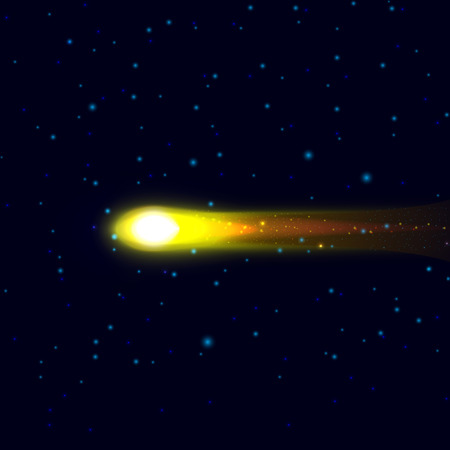 Vector illustration of a comet, stars, the cosmos. Yellow Comet.のイラスト素材