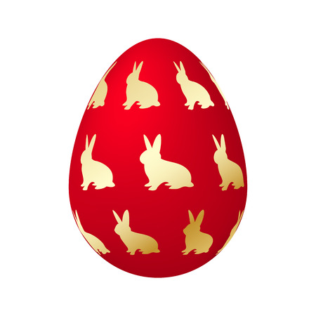 Vector illustration with rabbit eggs. Red Easter Egg.のイラスト素材