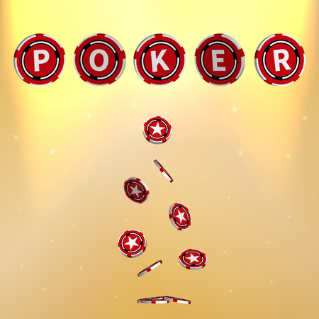 Vector illustration of poker. Poker Chips. Casino chips. Gold background.のイラスト素材